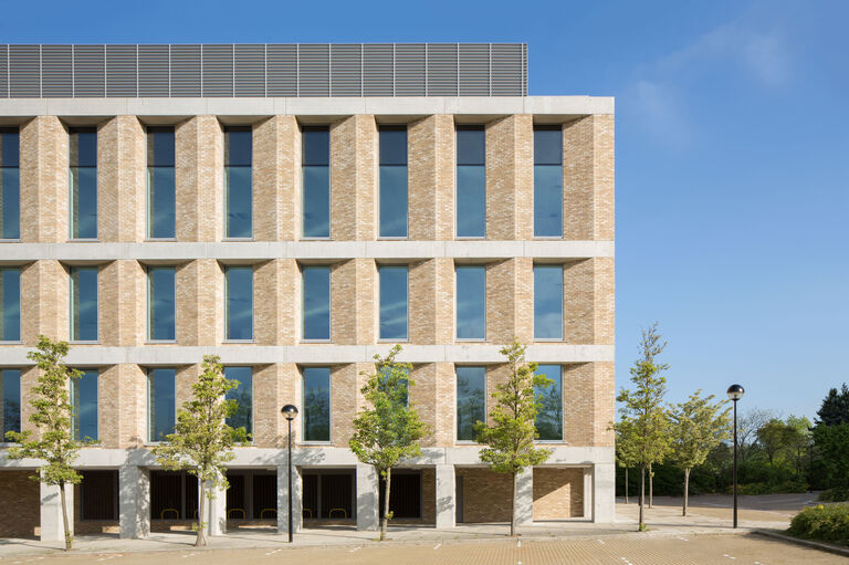 Elegant brick pavilion at Victoria House, Milton Keynes, designed by Broadway Malyan